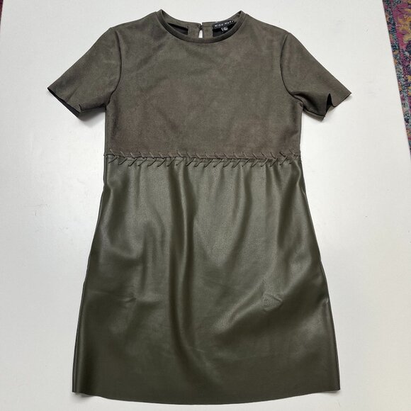 NWT Miou Muse Faux Green Leather Suede Dress - Picture 3 of 8
